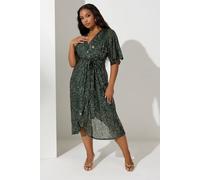 Yours London Curve Sequin Wrap Dress - Women's - Plus Size Curve Green