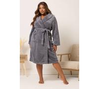 Yours Shawl Collar Dressing Gown In Grey Grey 34-36