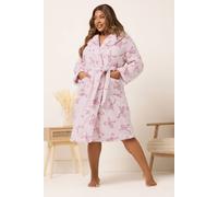 Yours Curve Bow Shawl Collar Fluffy Dressing Gown - Women's - Plus Size Curve