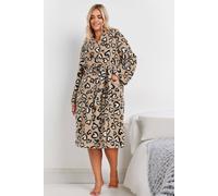 Yours Shawl Dressing Gown In Brown Brown 34-36