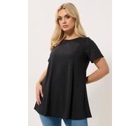 Yours Shimmer Ribbed Top In Black Black 18
