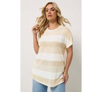 Yours Curve Brown & Gold Shimmer Stripe Top - Women's - Plus Size Curve
