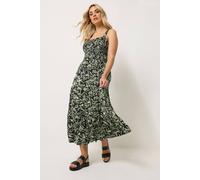 Yours Curve Black Shirred Floral Midi Dress - Women's - Plus Size Curve
