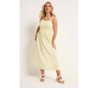 Yours Curve Yellow Shirred Linen Maxi Dress - Women's - Plus Size Curve