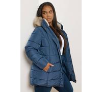 Yours Short Puffer Coat In Blue Blue 30-32
