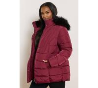 Yours Women's Short Puffer Coat in Red | Size: 30-32 Yours Red 30-32