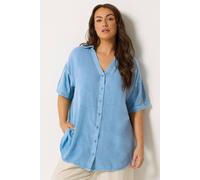 Yours Short Sleeve Chambray Shirt In Light Blue Light Blue 20
