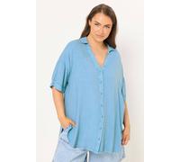 Yours Short Sleeve Chambray Shirt In Light Blue Light Blue 22-24