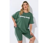 Yours Active Curve Side Contrast Stripe Shorts - Women's - Plus Size Curve Green