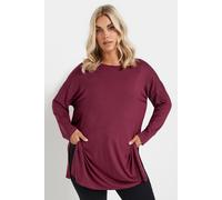 Yours Curve Burgundy Side Split Oversized T-Shirt - Women's - Plus Size Curve