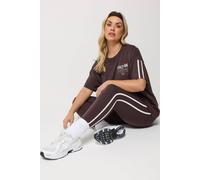 Yours Side Stripe Active Leggings In Chocolate Chocolate