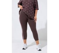 Yours Side Stripe Cropped Leggings In Chocolate Chocolate