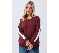 Yours Limited Collection Curve Burgundy Side Stripe Sweatshirt - Women's - Plus Size Curve