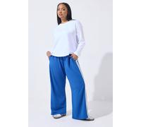 Yours Side Stripe Wide Leg Trousers In Blue Blue 30-32