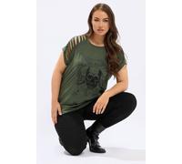Yours Skull Slash Top In Dark Green Dark Green 18