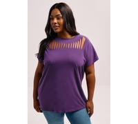 Yours Slash Detail Top In Purple Purple 26-28