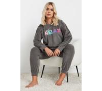 Yours Slogan Lounge Set In Grey Grey 18-20