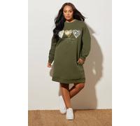 Yours Slogan Sweatshirt Dress In Light Khaki Light Khaki 26-28