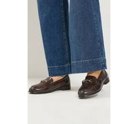 Yours - Brown Croc Snaffle Loafer in Wide E Fit & Extra Wide Eee Fit - Women's