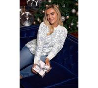 Yours Snowflake Fairisle Jumper In White White 26-28