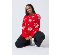 Yours Snowflake Knitted Jumper In Red Red 26-28