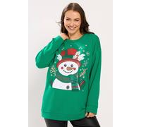 Yours Women's Snowman Christmas Novelty Sweatshirt in Green | Size: 26-28 Yours Green 26-28