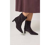 Yours Women's Soft Square Kitten Heel Ankle Boots In Wide E Fit in Brown | Size: 5E