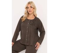 Yours Women's Soft Touch Embroidered Cardigan Sweater in Chocolate | Size: 26/28