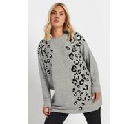 Yours Curve Soft Touch Leopard Print Jumper - Women's - Plus Size Curve Grey