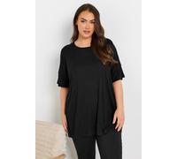 Yours Soft Touch Ribbed Pyjama Top In Black Black 14-16