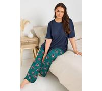 Yours Curve Blue Ribbed Soft Touch Pyjama Top - Women's - Plus Size Curve