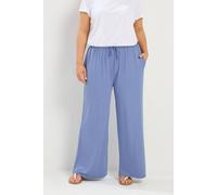 Yours Soft Touch Wide Leg Trousers In Blue Blue