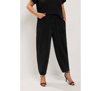 Yours Women's Sparkle Barrel Leg Trousers in Black | Size: 18R