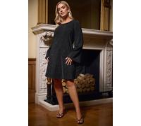 Yours Sparkle Flute Sleeve Swing Dress In Black Black 16