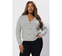 Yours Speckled Button Through Cardigan In Grey Grey 26-28