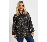 Yours Split Seam Oversized Shirt In Black Black 22-24