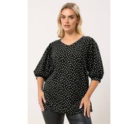 Yours Spot Balloon Sleeve Top In Black Black 22-24