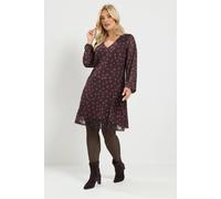 Yours Spot Mesh Dress In Purple Purple