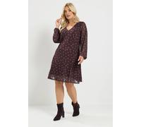 Yours Spot Mesh Dress In Purple Purple