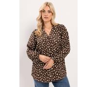 Yours Spot Notch Neck Blouse In Chocolate Chocolate