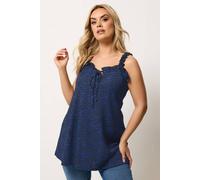 Yours Spot Print Frill Vest Top In Dark Blue Dark Blue