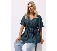 Yours Women's Spot Print Wrap Top in Blue | Size: 26-28 Yours Blue 26-28