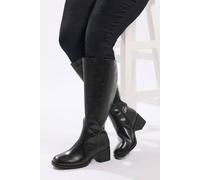 Yours Women's Square Toe Knee High Boots in Black | Size: 9EEE Yours Black 9EEE
