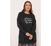 Yours Curve 'Go Where The Stars Take You' Slogan Pyjama Top - Women's - Plus Size Curve Black