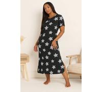 Yours Star Soft Touch Placket Nightdress In Black Black 22-24