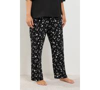 Yours Women's Star Wide Leg Pyjama Trousers in Black | Size: 30/32