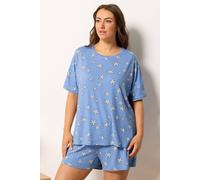 Yours Women's Starfish Soft Touch Pyjama Set in Blue | Size: 14-16 Yours Blue 14-16