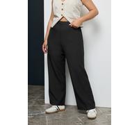 Yours Curve Elasticated Stretch Straight Leg Trousers - Women's - Plus Size Curve Black
