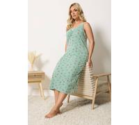 Yours Curve Cherry & Polka Dot Chemise Nightdress - Women's - Plus Size Curve Green