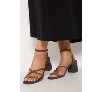 Yours - Strappy Glitter Block Heels In Wide E & Extra Wide Eee Fit - Women's